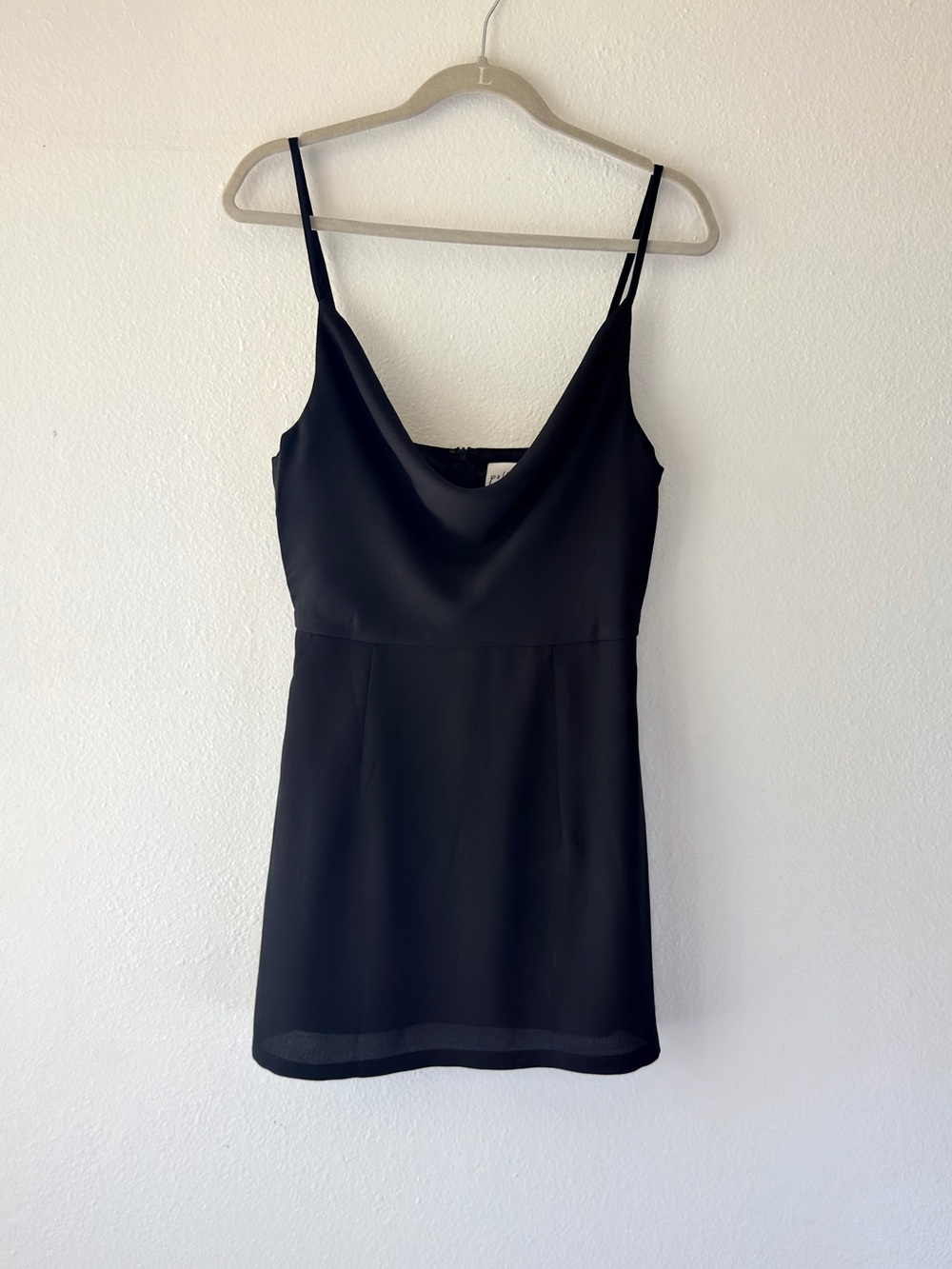 Minimalist Black Cowl Neck Mini Dress